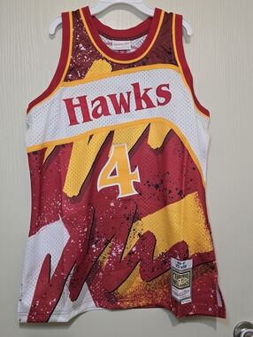 M&N Men NBA Hyper Hoops Swingman Jersey Hawks 1986 Spud Webb size L new